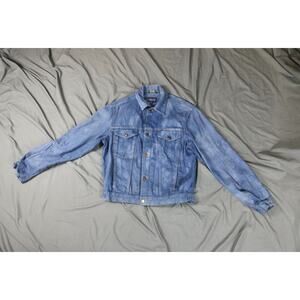 Vintage Calvin Klein Denim Jacket Women Medium Blue Tie Dye Blue Button Up